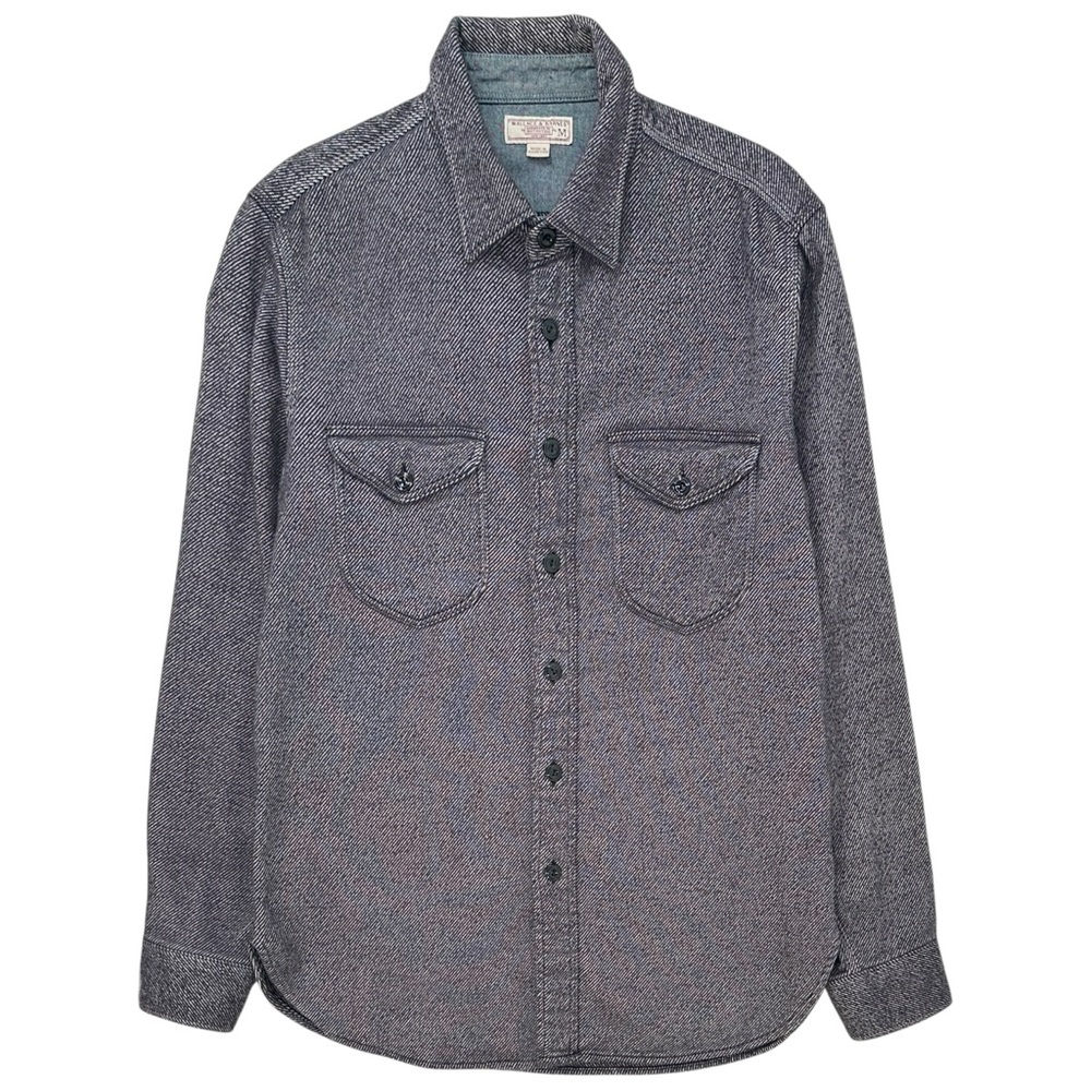 Wallace & Barnes Blue Two-Tone Twill Heavyweight Flannel Shirt Overshirt